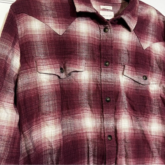 American Eagle AHH-MAZINGLY SOFT Flannel Oversized Red and White Size Large - Picture 3 of 7